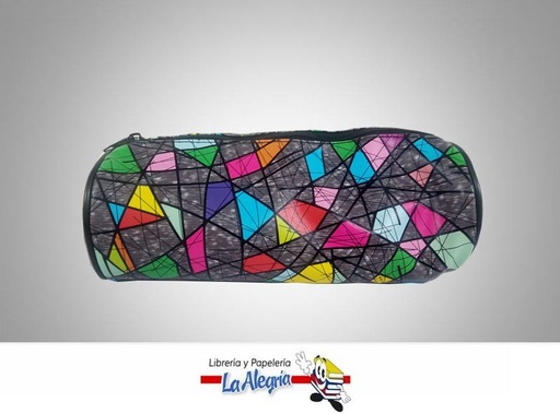 [7591213011080] CARTUCHERA CILINDRICA MOSAICO 21X9CM MARCA L.O.   