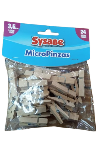 [7591213014067] PINZA MADERA 3.5 CM COLOR NATURAL MARCA SYSABE