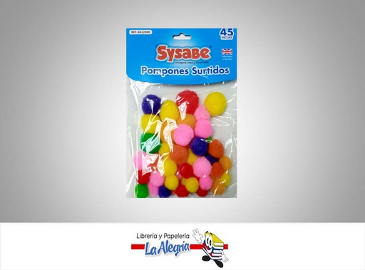 [7591213014081] POMPOM SURTIDO COLORES 45UND MARCA SYSABE   