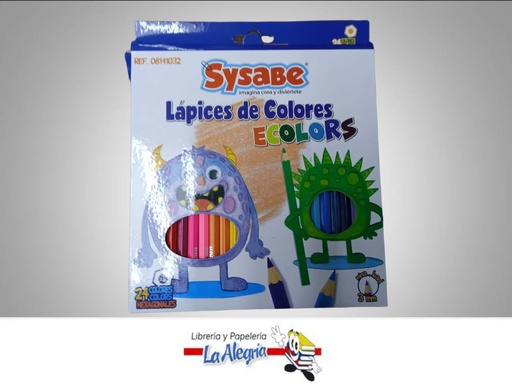 [7591213018133] LAPICES DE COLORES HEXAGONALES 24 UND MARCA SYSABE   