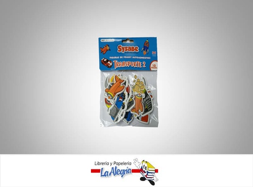 [7591213020303] FIGURAS DE FOAMI ADHESIVA TRANSPORTE 2 PAQ. 10 PZA MARCA SYSABE