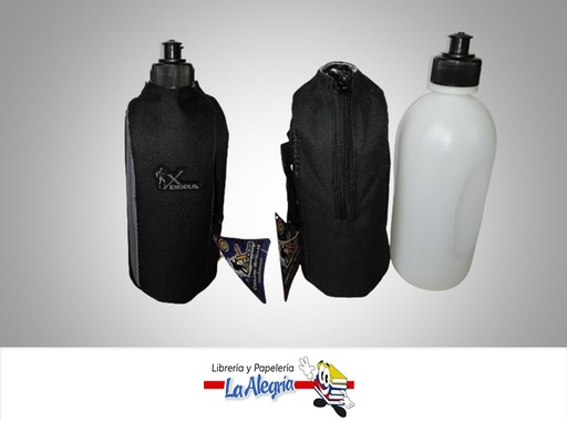 [7591525052979] TERMO BOTELLA PLASTICA NEGRA/GRIS CON ASA  96967 1 LITRO  MARCA EXODUS