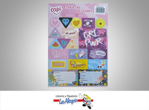 [7591525129541] ETIQUETAS ESCOLARES STICKERS SURTI NINA MARCA CAPI   