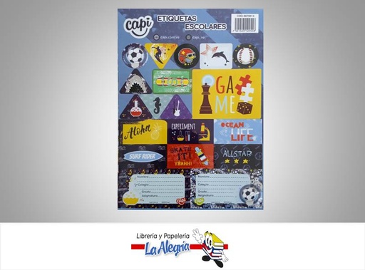 [7591525129558] ETIQUETAS ESCOLARES STICKERS SURTI NINO MARCA CAPI   