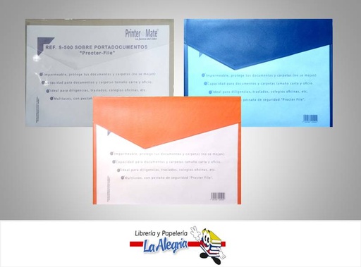 [7592247115010] SOBRE PLASTICO PORTADOCUMENTOS EXTRAOFIC MARCA PRINTER MATE   