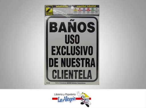 [7592266060094] SENAL BANOS USO EXCLUS D/NUEST C 25X19,5 MARCA SEVEN   
