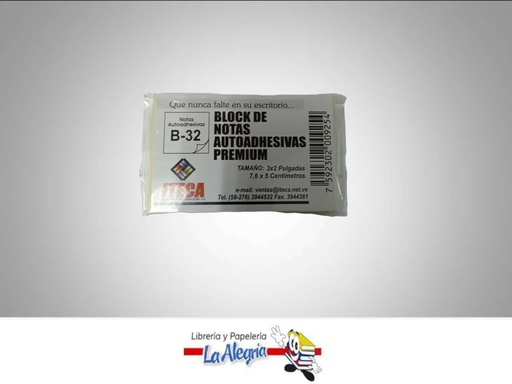 [7592302009254] NOTA AUTOADHESIVA 7.1/2 X 5.0CM AMARILLO MARCA ITECA