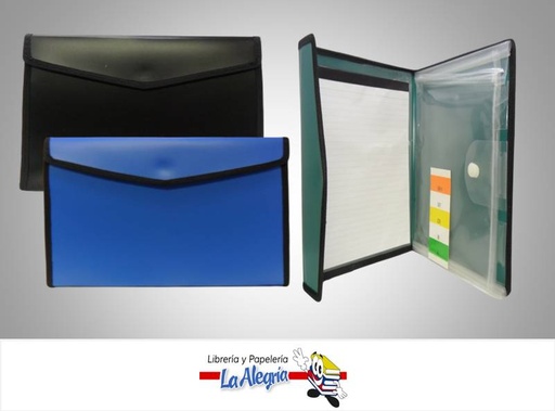 [7592302026909] ARCHIVADOR PLASTICO SINFONIA AP415 CON BLOCK DE NOTAS 12 SEPARADORS CARTA AZUL/NEGRO/VERDE MARCA ITECA