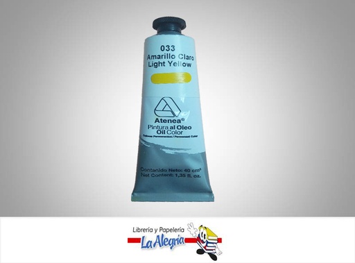 [7592812000468] PINTURA AL OLEO 40CC - 033 - AMARILLO CLARO MARCA ATENEA
