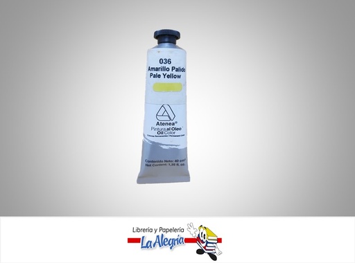[7592812000505] PINTURA AL OLEO 40CC - 036 - AMARILLO PALIDO MARCA ATENEA