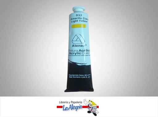[7592812001519] PINTURA ACRILICA 60CC - 033 - AMARILLO CLARO MARCA ATENEA