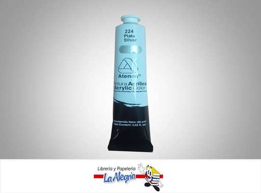 [7592812012157] PINTURA ACRILICA 60CC - 224 - PLATA MARCA ATENEA