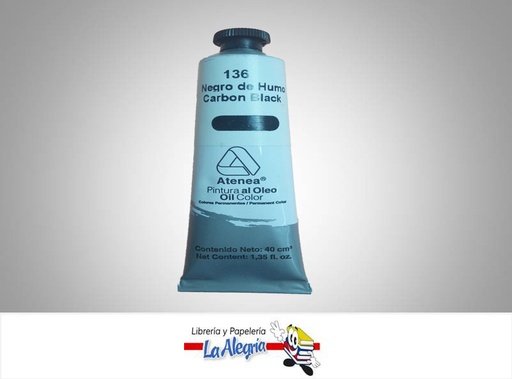 [7592812045391] PINTURA AL OLEO 40CC - 136 - NEGRO DE HUMO MARCA ATENEA