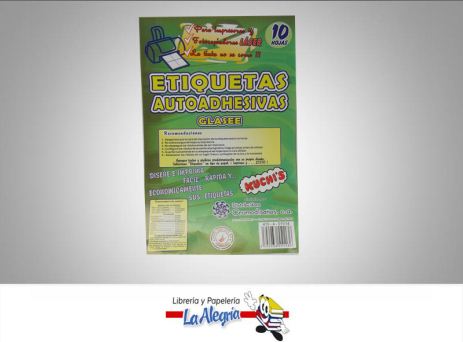 [7592936551136] ETIQUETA AUTOADHESIVA GLASSE 1/2 CAR 10 MARCA KUCHIS   