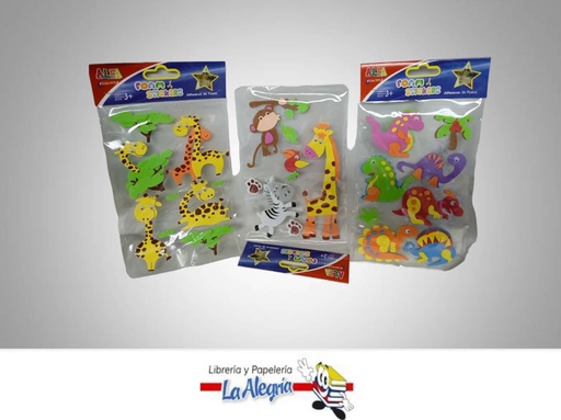 [7593990005627] CALCOMANIAS FOAMI MUNDO ANIMAL Y DINOSAU MARCA ALFA   