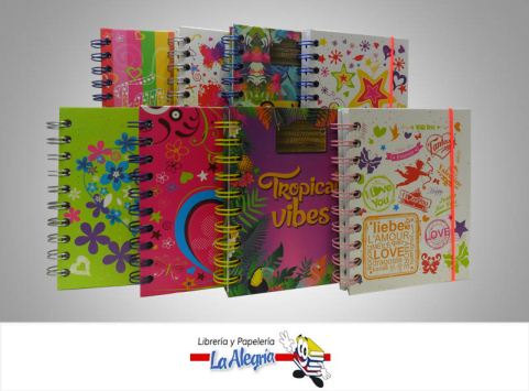 [7595084000433] LIBRETA NOTAS ESPIRAL CON LIGA 80 HOJAS 14X11 CM MARCA FANTASY