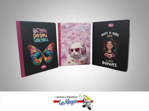 [7595084002925] LIBRETA COSIDA 100 HOJAS 1 LINEA CON STICKERS ESTAMPADO MARCA FANTASY
