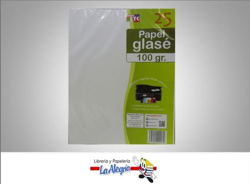 [7595202000130] PAPEL GLASSE 100GR PAQ 25H CARTA MARCA PAPEL ETC   