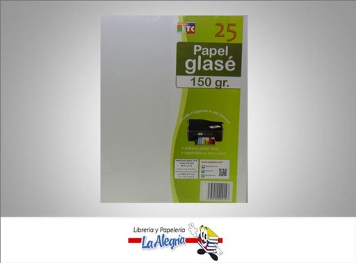 [7595202000147] PAPEL GLASSE 150GR PAQ 25H CARTA MARCA PAPEL ETC   