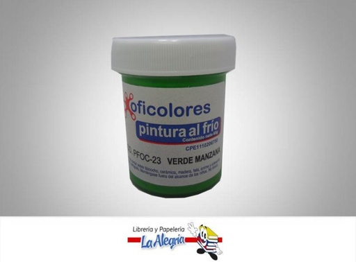 [7595666000172] PINTURA AL FRIO 65GR VERDE MANZANA MARCA OFICOLORES   