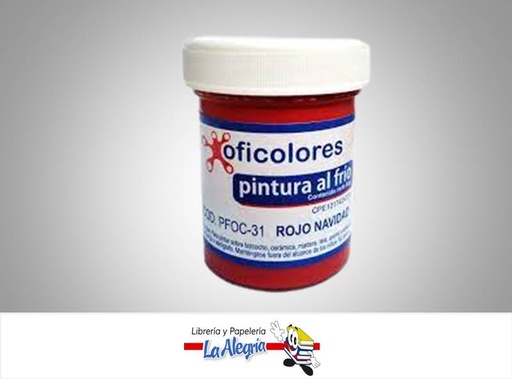 [7595666000202] PINTURA AL FRIO 65GR ROJO NAVIDAD MARCA OFICOLORES   