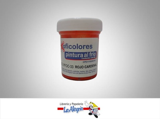 [7595666000226] PINTURA AL FRIO 65GR ROJO CARDENAL MARCA OFICOLORES   