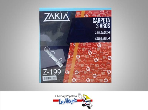 [7598061000396] CARPETA 3 AROS 3 CARTA AZUL TURQUEZA MARCA ZAKIA   