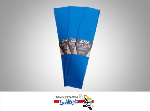 [7598061000792] PAPEL CREPE 50X200 CM AZUL MAR MARCA ZAKIA   