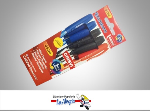 [7598874007001] BOLIGRAFO TRIANGULAR 052M-ST 1MM 5 UND MARCA CRISVI