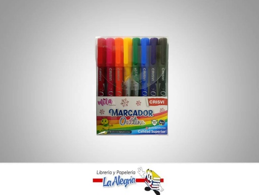 [7598874007056] MARCADOR OUTLINE METAL 8 COLORES MARCA CRISVI