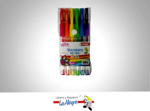 [7598874007148] BOLIGRAFO GEL 1MM CAJA DE 6 UND NEON MARCA CRISVI   