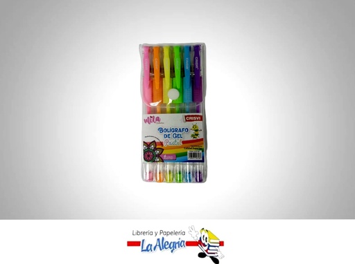 [7598874007186] BOLIGRAFO GEL 1MM CAJA DE 6 UND PASTEL MARCA CRISVI   