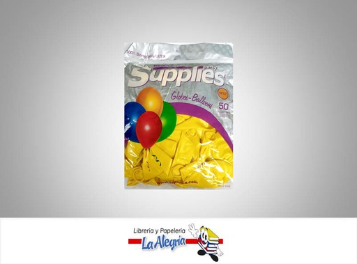 [766882346482] GLOBO R12 METALIZADO AMARILLO 50 UND MARCA SUPPLIES   
