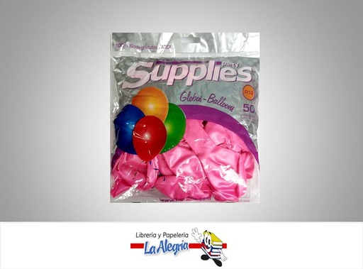 [766882346796] GLOBO R12 METALIZADO ROSADO 50 UND MARCA SUPPLIES   