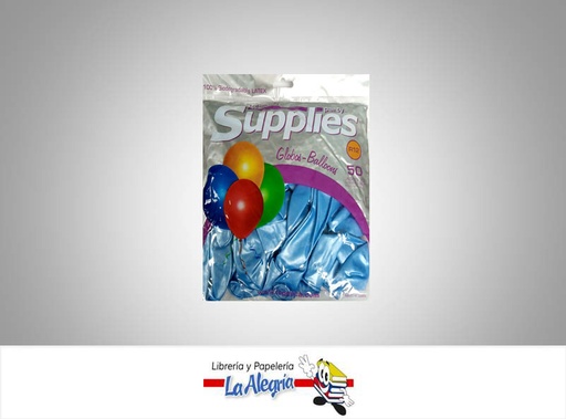 [766882347168] GLOBO R12 METALIZADO AZUL CLARO 50 UND MARCA SUPPLIES   