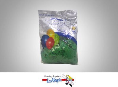 [766882347922] GLOBO R12 METALIZADO VERDE OSCURO 50 UNd MARCA SUPPLIES