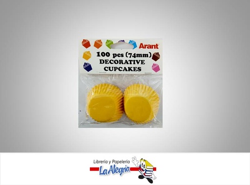 [7687435481081] CAPACILLO CON DISEÑO 74MM 100 PZ AMARILLO CON PUNTOS MARCA ARANT