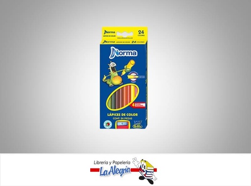 [7702111261136] LAPICES DE COLORES 24 COL C/SACA NORMA MARCA NORMA   
