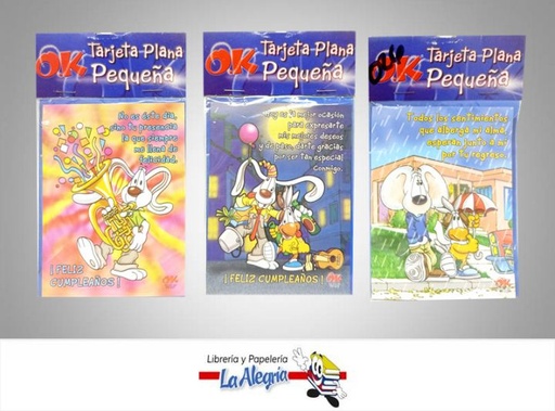 [7704029050208] TARJETA DE REGALO 12X9 SURTIDAS MARCA OK   