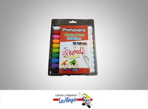 [7707275924170] MARCADOR GRAFICO 4.5 MM PUNTA REDONDA PAQ.10 UND MARCA PRIMAVERA