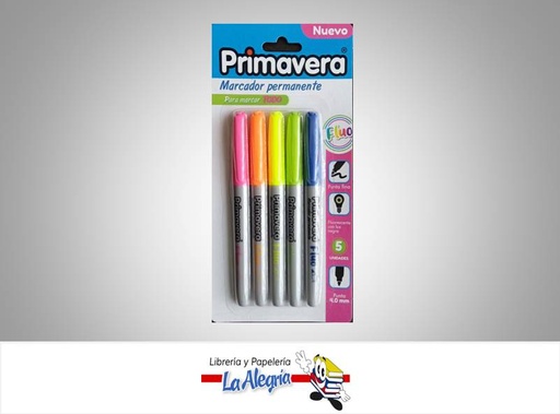 [7707275926549] MARCADOR PERMANENTES FLOURESCENTE 5 UND MARCA PRIMAVERA   