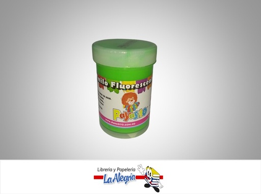 [7707321281219] PINTURA ACRILICO VINILO FLUORESCENTE 80 GR VERDE MARCA PAYASITO   