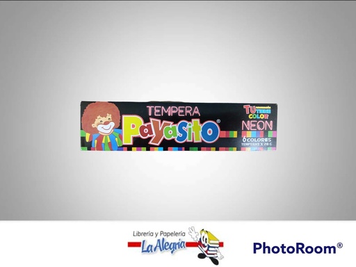 [7707321287754] TEMPERA NEON 6 COL C/PALETA/PINCEL MARCA PAYASITO   