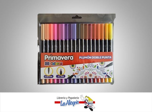 [7707406357402] MARCADOR DOBLE PUNTA 0.7MM/4.5 MM 36 UND MARCA PRIMAVERA   