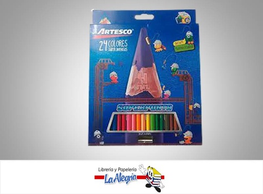 [7750082003620] LAPICES DE COLORES 24 COL TRIANGULARES MARCA ARTESCO   