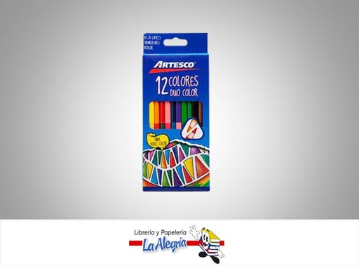 [7750082009677] LAPICES DE COLORES TRIANGU BICOLOR 12COL MARCA ARTESCO   