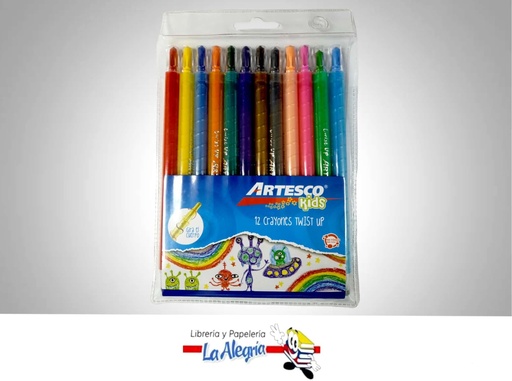 [7750082016187] CREYON CERA PLASTICA 12 COLOR MARCA ARTESCO   