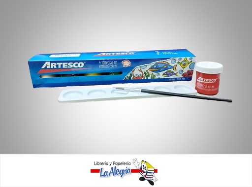 [7750082864320] TEMPERA 7 COLOR 30GR C/PALET.PINCEL MARCA ARTESCO   