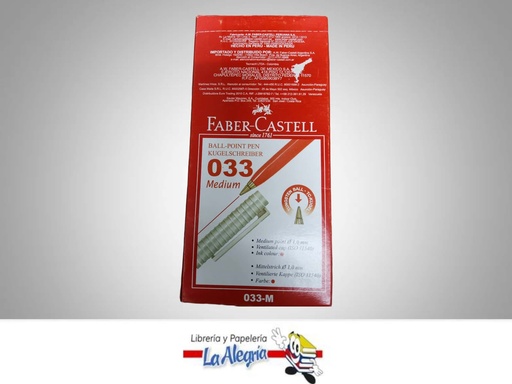 [7754111523202] BOLIGRAFO FABER CASTELL ROJO CAJA MARCA FABER CASTELL   