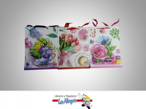 [7827453833794] BOLSA DE REGALO GRANDE 30X40CM FLORES UN MARCA GABAY   